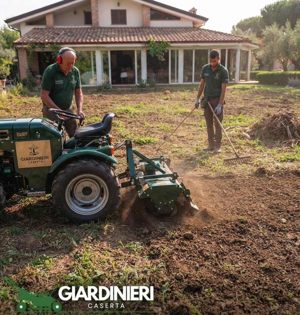 Giardinieri di Giardini Fioriti al lavoro, servizio a Rocca d’Evandro