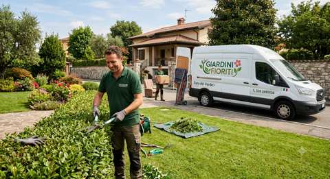 Giardinieri Giardini Fioriti in divisa verde a Calvi Risorta